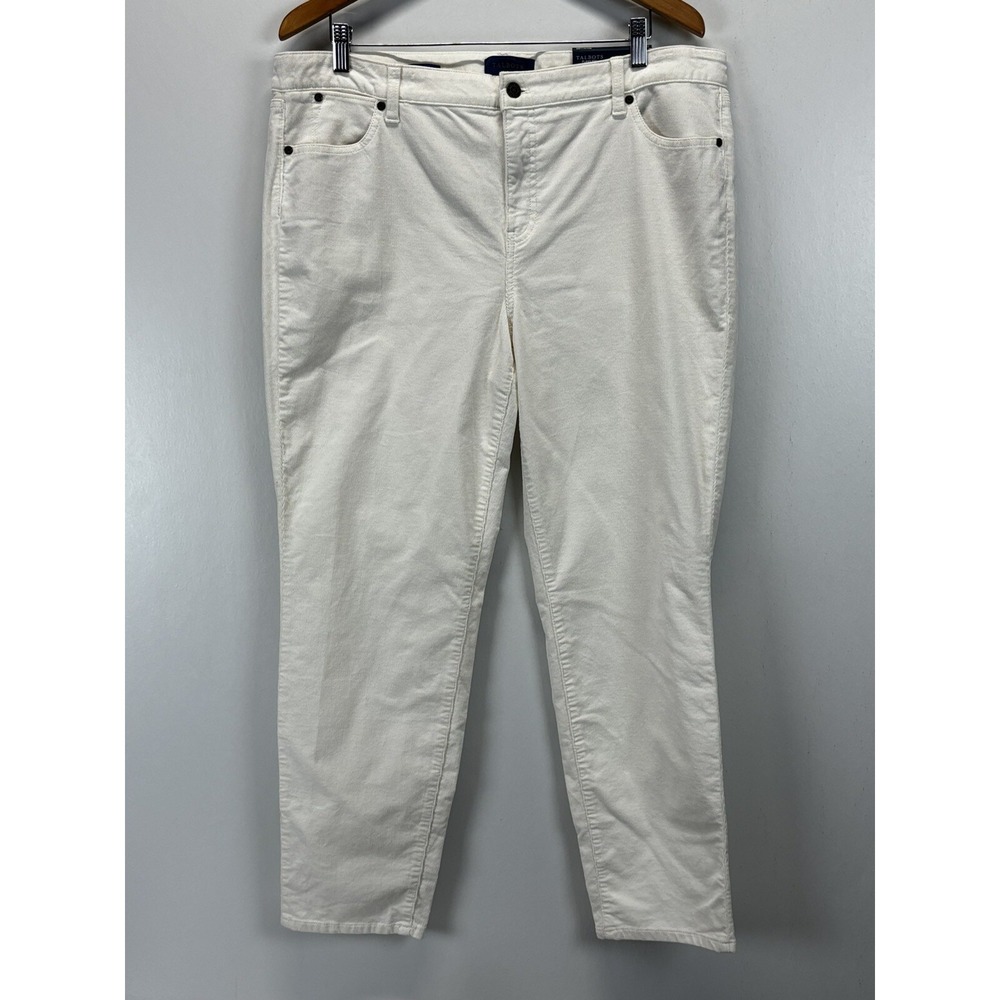 NEW! Talbots Flawless Slim Ankle Corduroy Pants 16 Ivory Mid Rise READ